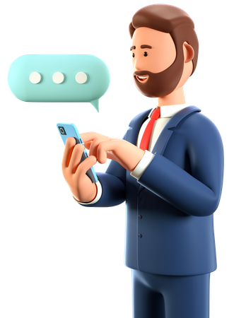 Businessman doing online communication  3D Illustration