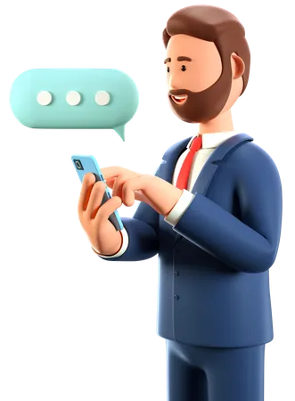 Businessman doing online communication  3D Illustration