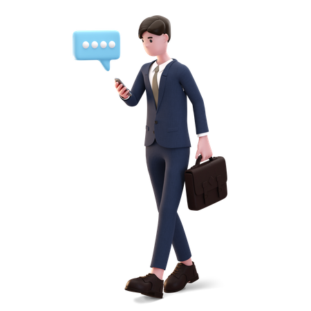 Businessman doing online communication 3D Illustration
