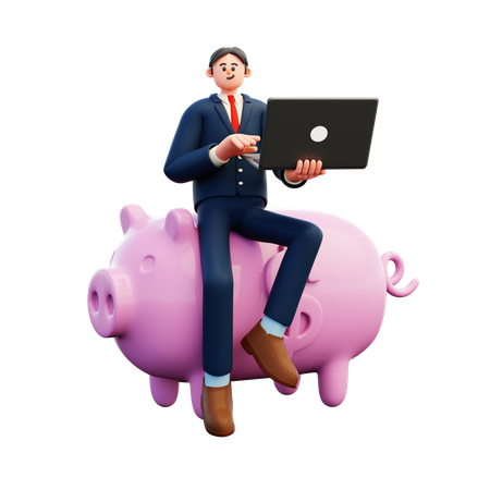 Businessman Doing Online Saving  3D Illustration