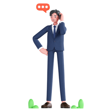 Businessman doing phone call  3D Illustration