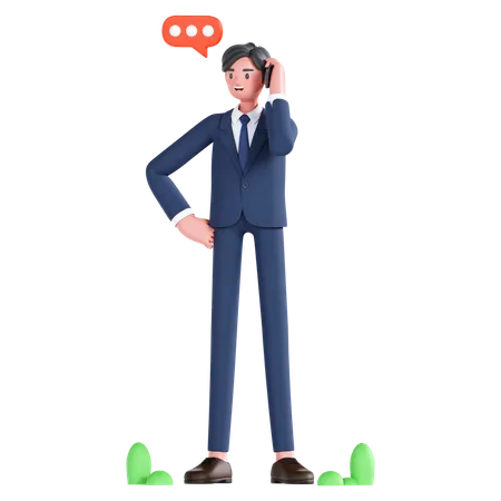 Businessman doing phone call  3D Illustration