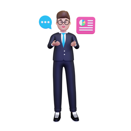 Businessman doing presentation  3D Illustration