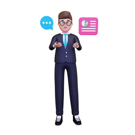 Businessman doing presentation  3D Illustration