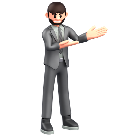 Businessman doing presenting gesture  3D Illustration