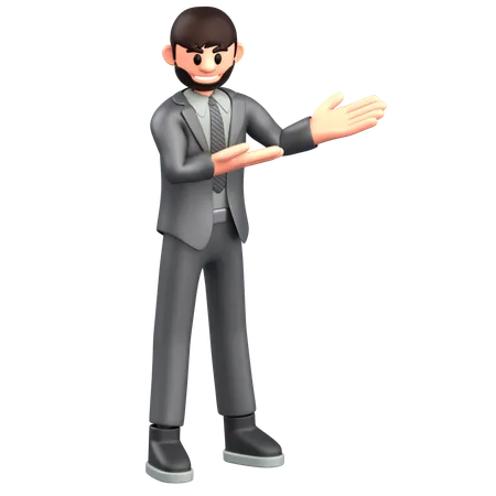 Businessman doing presenting gesture  3D Illustration