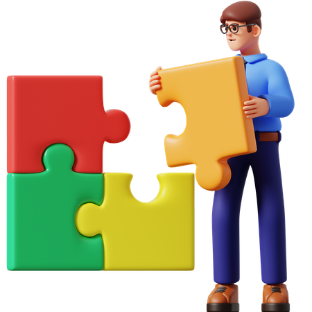 Businessman Doing Problem Solving  3D Icon