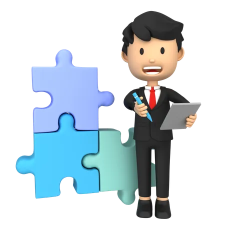 Businessman doing Problem Solving task  3D Illustration