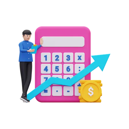 Businessman doing profit calculation  3D Illustration