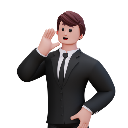 Businessman Doing Right Shout  3D Illustration