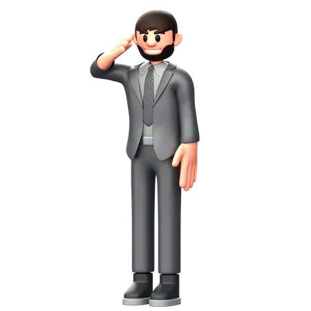 Businessman doing salute pose  3D Illustration