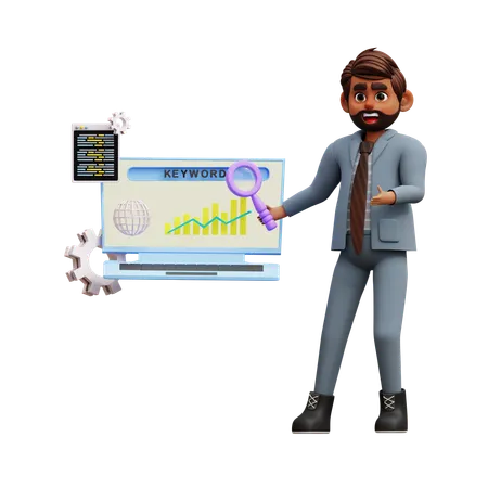 Businessman Doing Seo Analysis  3D Illustration