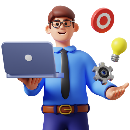 Businessman Doing Strategy Business  3D Icon