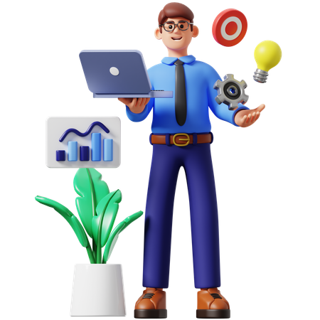 Businessman Doing Strategy Business  3D Illustration