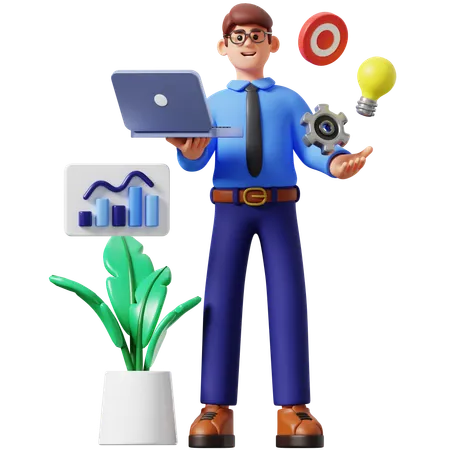 Businessman Doing Strategy Business  3D Illustration