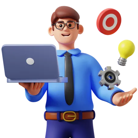 Businessman Doing Strategy Business  3D Illustration