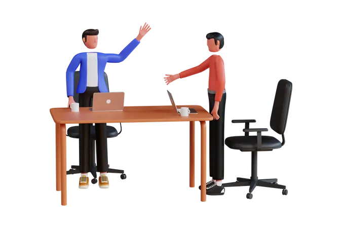 Businessman Doing Successful Negotiation 3 D Illustration 3 D Illustration Of Manager Have A Deal With The Bussiness For Contract Or Agreement 3D Illustration