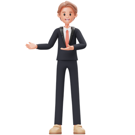 Businessman doing Welcome  3D Icon