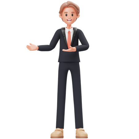 Businessman doing Welcome 3D Icon