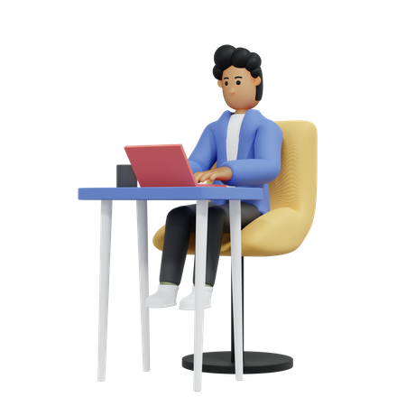 Businessman doing work from home  3D Icon