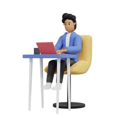 Businessman doing work from home  3D Illustration