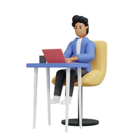 Businessman doing work from home 3D Illustration