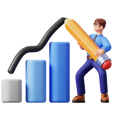 Businessman Drawing Growth Chart  3D Illustration