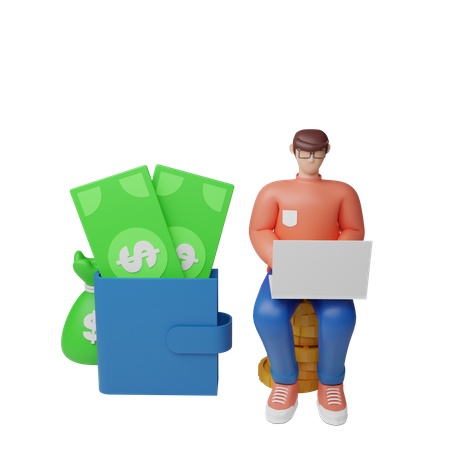 Businessman earning money  3D Icon