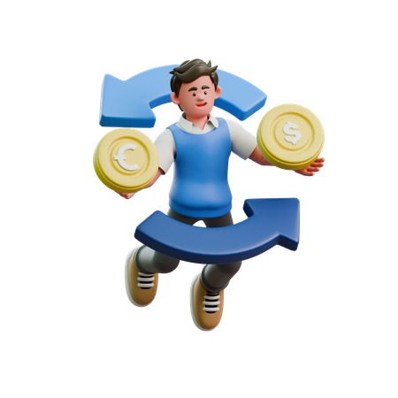 Businessman Exchanging Currency  3D Icon