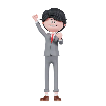 Businessman Excited  3D Illustration