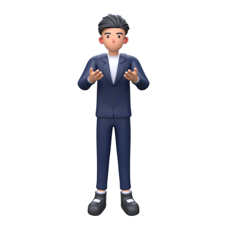 Businessman explaining and presenting  3D Icon
