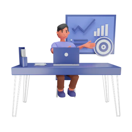 Businessman explaining business goal  3D Illustration