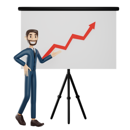 Businessman Explaining Business Presentation  3D Illustration