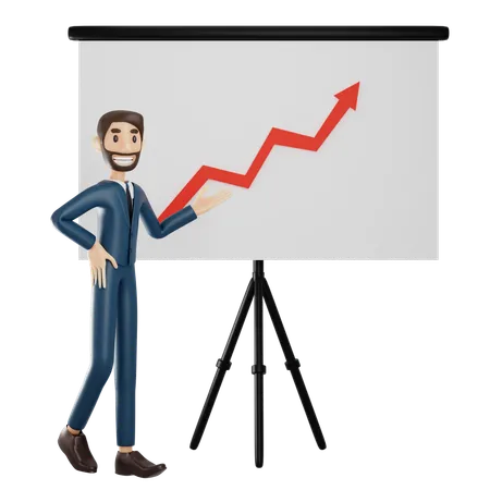 Businessman Explaining Business Presentation  3D Illustration