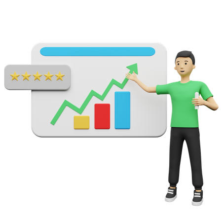 Businessman explaining Growth Analysis in meeting  3D Illustration