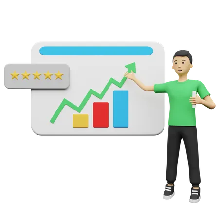 Businessman explaining Growth Analysis in meeting  3D Illustration