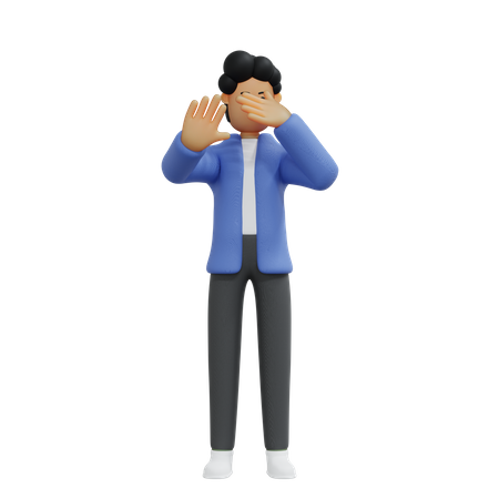 Businessman expressing stop gesture  3D Illustration