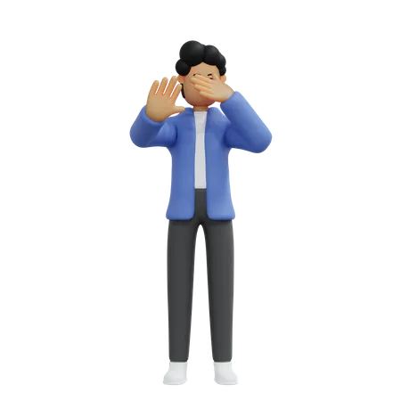 Businessman expressing stop gesture  3D Illustration