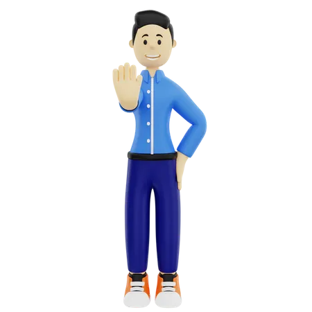 Businessman expressing stop gesture  3D Illustration