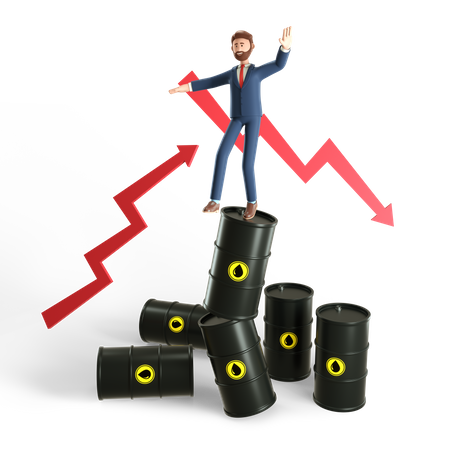 Businessman faces loss by instability of world oil market  3D Illustration