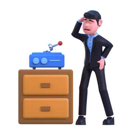 Businessman facing Connection Problem  3D Illustration