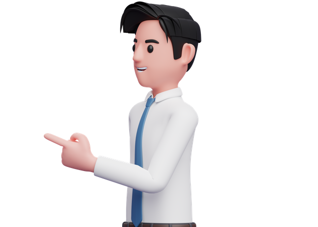 Businessman facing side and pointing  3D Illustration