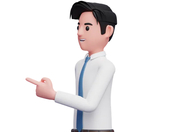 Businessman facing side and pointing  3D Illustration