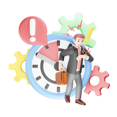 Businessman Fear of Being Late  3D Icon