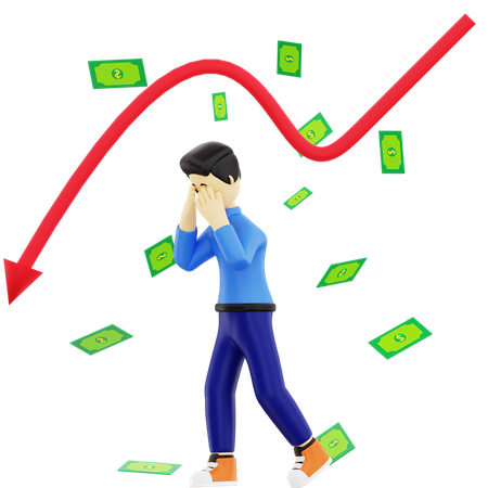 Businessman feeling sad by business loss  3D Icon