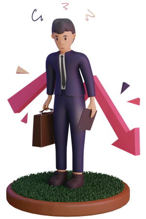 Businessman feeling sad by business loss  3D Illustration