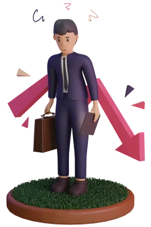 Businessman feeling sad by business loss  3D Illustration