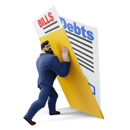 Businessman Fighting With Debt  3D Icon