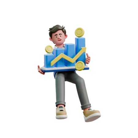 Businessman Financial Growth  3D Icon