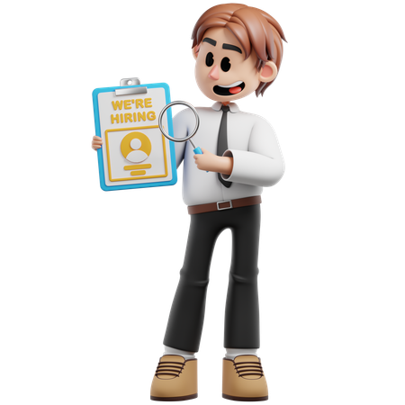 Businessman Find Job Recruitment  3D Icon